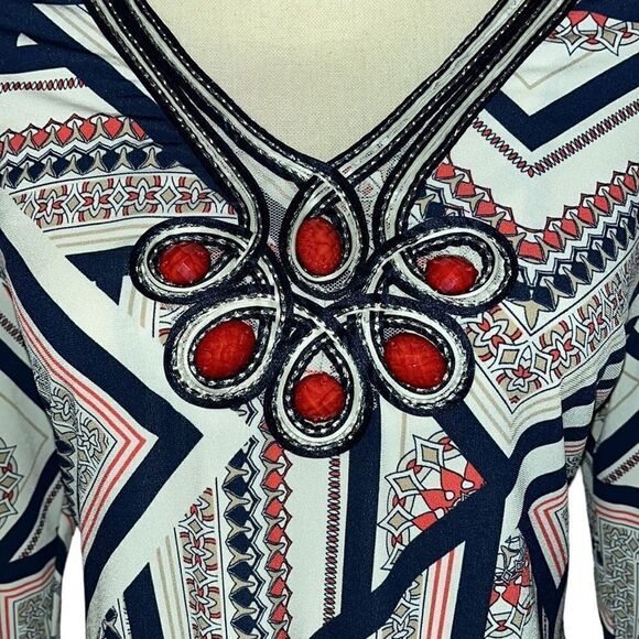 JM Collection Printed; Embellished Tunic - Picture 3 of 9
